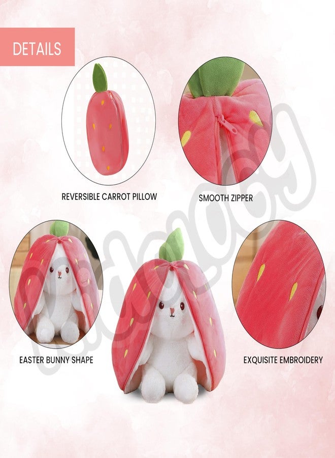 Kidology Plush Toy Pillow, Reversible, Cute Rabbit Sofa Pillow, Easter Bunny Stuffed Animal Cute Rabbit Plushie Birthday Gift for Boys Girls Valentine (Small, Strawberry Bunny) - Image 5